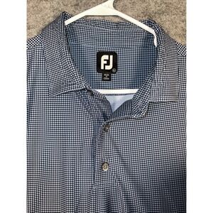 Footjoy Polo Men's XL Blue Houndstooth Golf Shirt‎ Athletic Preppy Performance